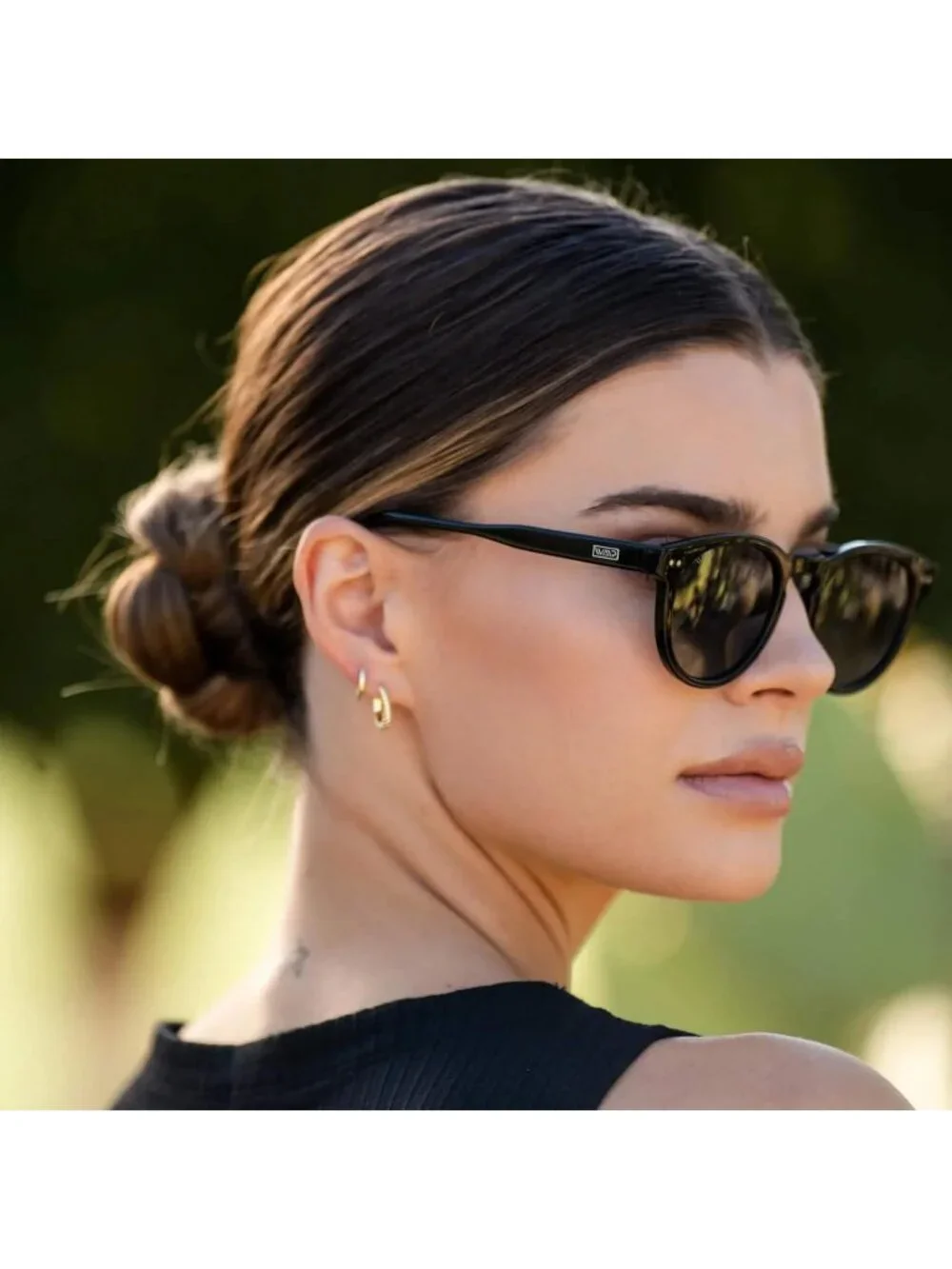 Women's Black Frame Smoke Lens Glasses Round Polarized Retro Wear Protection